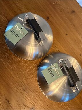 NWT figmint  Stainless Steel Steam Covers with Black Handles